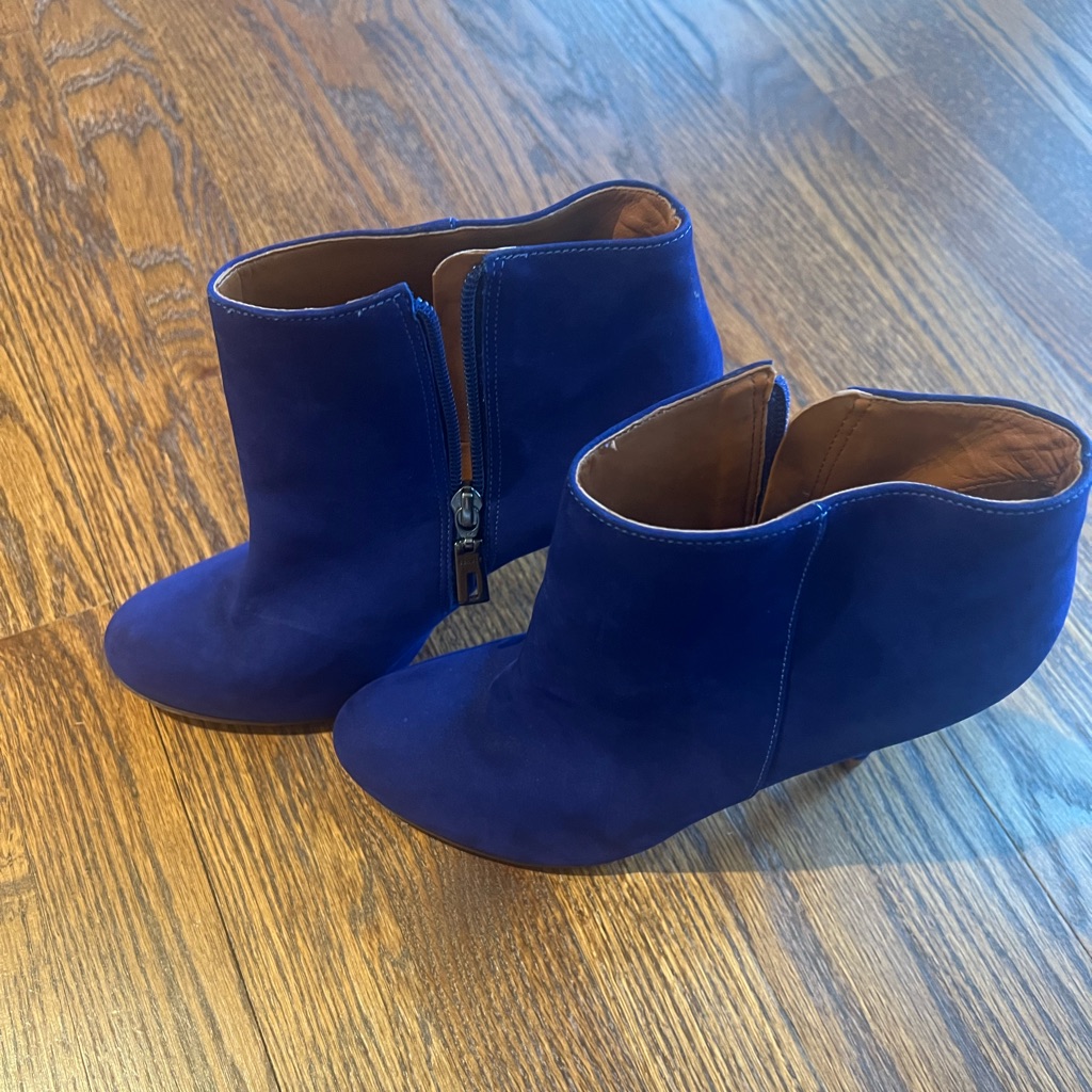 Schutz Blue Suede Booties